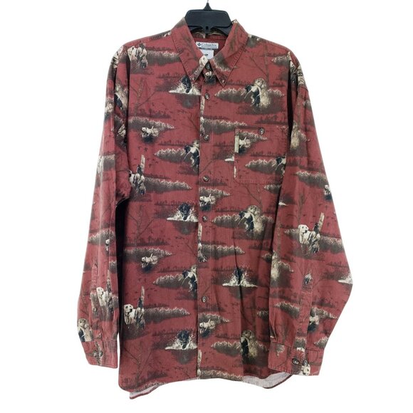 Columbia Men's Size XL Corduroy Hunting Shirt Red Dogs River Lodge - Picture 1 of 7